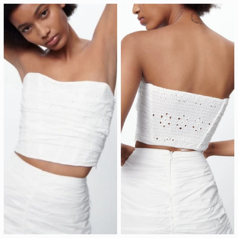 ZARA Eyelet Cropped Tube Top Corset